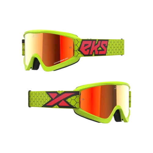 GOX FLAT-OUT MIRROR GOGGLE FLO YELLOW, BLACK, FIRE RED - RED MIRROR LENS