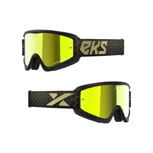GOX FLAT-OUT MIRROR GOGGLE BLACK, GOLD METALLIC - GOLD MIRROR LENS