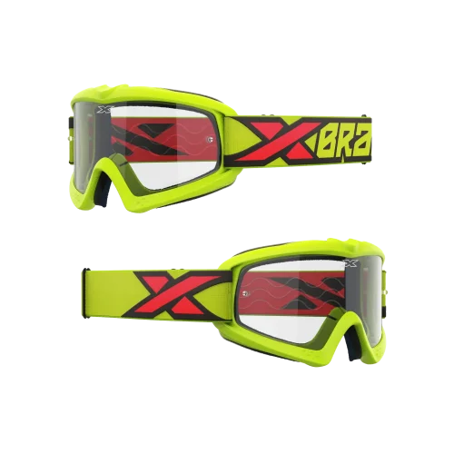 XGROM CLEAR YOUTH GOGGLE FLO YELLOW, BLACK & FIRE RED